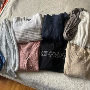 Lot of sweaters and long cardigans